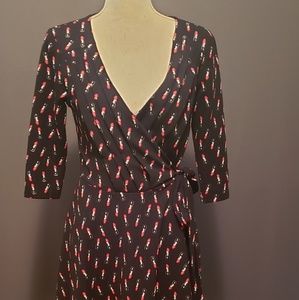 Unique Vintage wrap Lipstick Dress